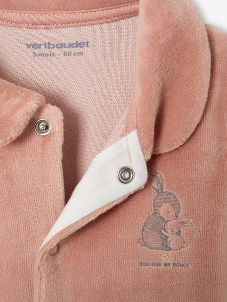 Pack of 2 Velour Sleepsuits with Front Opening for Babies cappuccino+pale blue+rose 