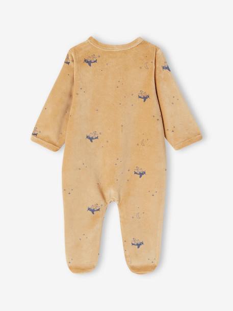 Pack of 2 Velour Sleepsuits for Babies, Airplane golden yellow 