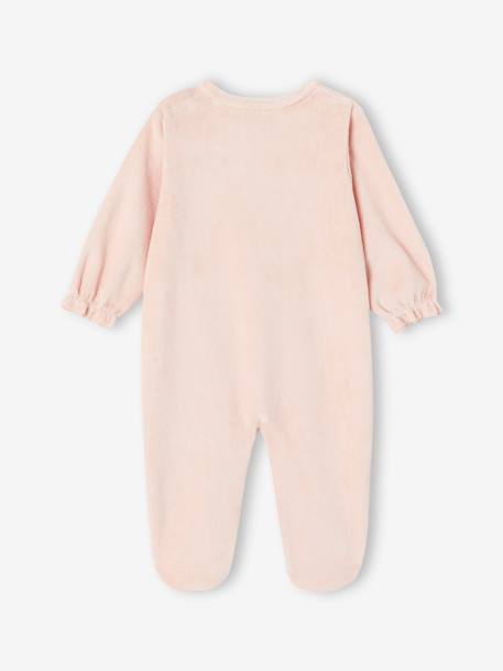 Set of 2 'Small Flower' Sleepsuits in Velour for Baby Girls rosy 