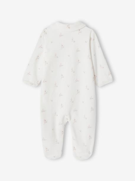 Pack of 2 Velour Sleepsuits with Front Opening for Babies cappuccino+pale blue+rose 