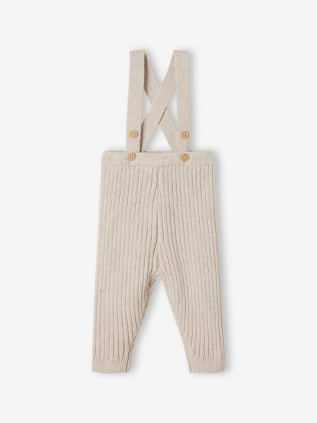 Tricot Leggings with Braces for Babies marl beige 