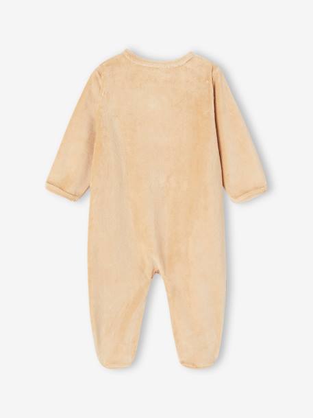 Pack of 3 Velour Sleepsuits, Special Opening for Newborns, for Babies aqua green+dusky pink+golden yellow 