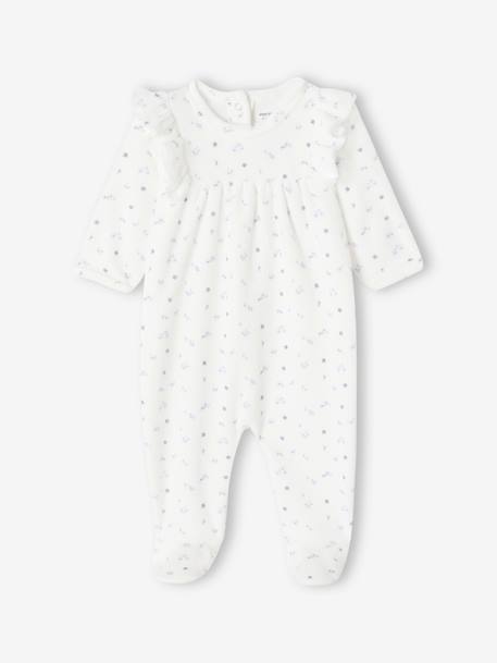 Pack of 2 Sleepsuits in Velour for Baby Girls sky blue 