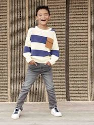 -Straight Cut Denim-Effect Fleece Trousers, for Boys