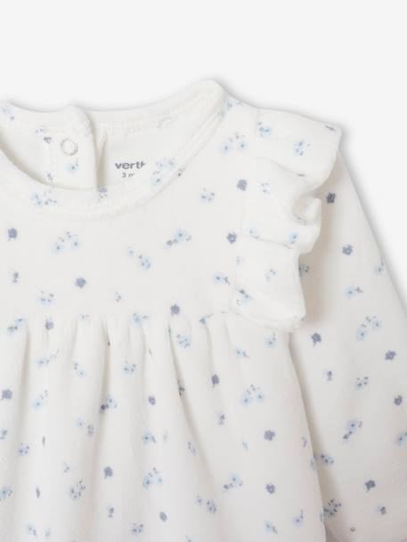 Pack of 2 Sleepsuits in Velour for Baby Girls sky blue 