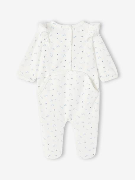 Pack of 2 Sleepsuits in Velour for Baby Girls sky blue 