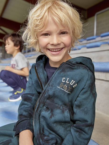 Sports Tie-Dye Jacket with Zip, for Boys BLUE DARK WASCHED 