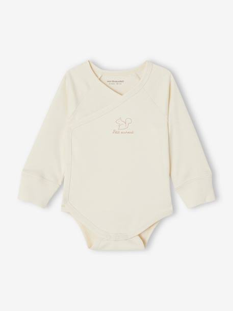 Pack of 3 Long Sleeve, Progressive Bodysuits in Organic Cotton for Newborn Babies ecru 