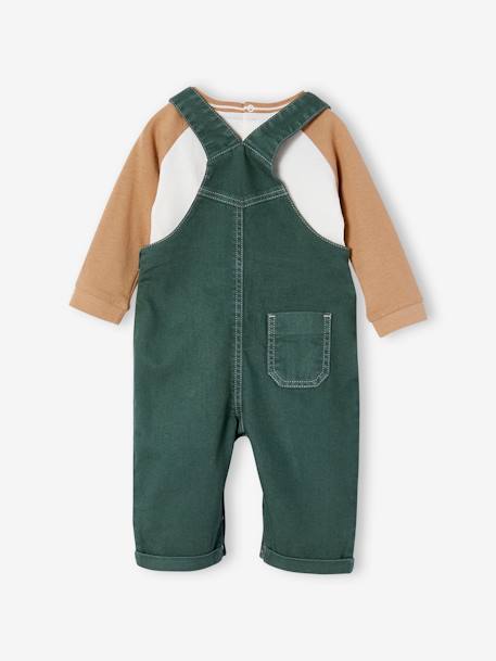 Top + Dungarees Outfit for Baby Boys fir green 