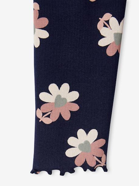 Printed Rib Knit Leggings, for Girls chambray blue+ecru+navy blue+old rose 