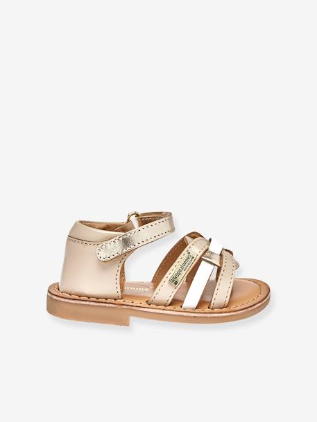 Leather Sandals for Babies, Badari LES TROPEZIENNES® PAR M. BELARBI golden beige+printed beige 