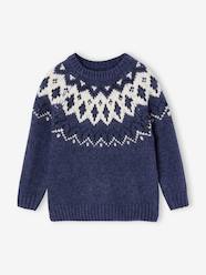 Boys-Cardigans, Jumpers & Sweatshirts-Jumpers-Jacquard Knit Jumper, Round Neckline, for Boys