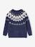 Jacquard Knit Jumper, Round Neckline, for Boys beige+slate blue 