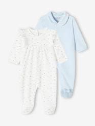 Baby-Pack of 2 Sleepsuits in Velour for Baby Girls