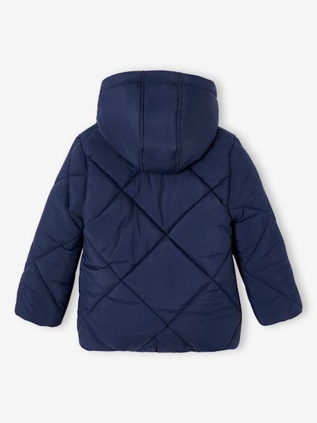 Padded Coat with Hood & Sherpa Lining for Girls blush+navy blue 