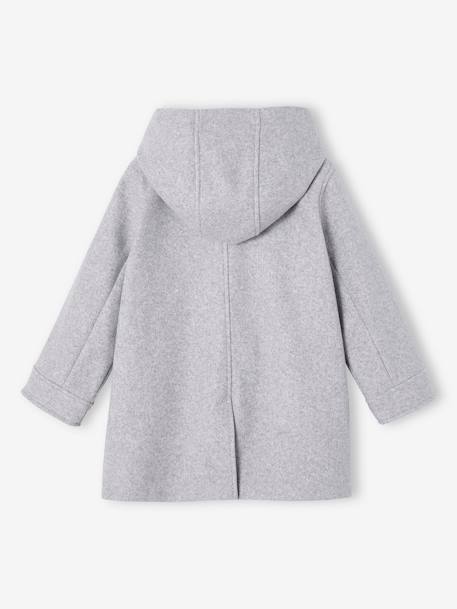 Hooded Jacket in Flannel-Effect Woollen Fabric, for Girls marl grey 