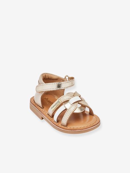 Leather Sandals for Babies, Badari LES TROPEZIENNES® PAR M. BELARBI golden beige+printed beige 