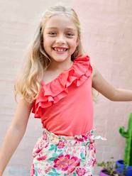 Girls-Sleeveless Top with Asymmetric Ruffles for Girls