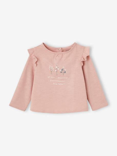 Printed Long Sleeve Top for Babies ecru+rosy 