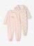 Set of 2 'Small Flower' Sleepsuits in Velour for Baby Girls rosy 