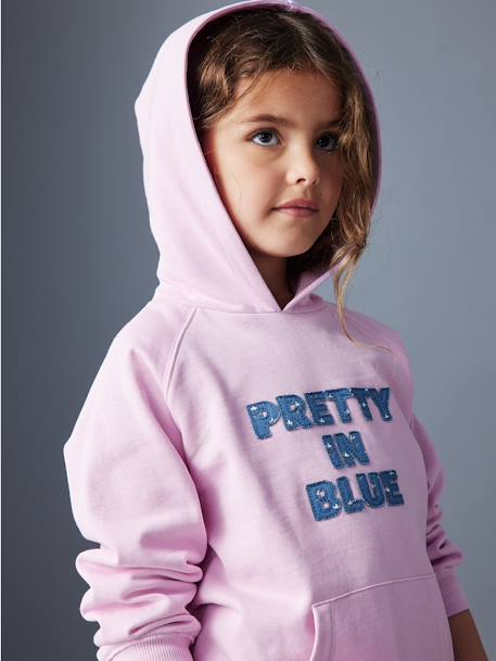 Long Hooded Sweatshirt for Girls mauve 