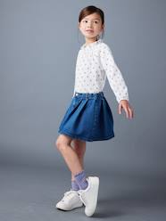 Girls-Skirts-Pleated Denim Skirt, for Girls