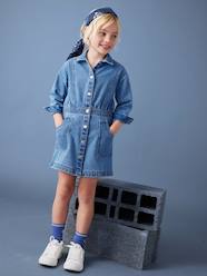 Girls-Buttoned Denim Dress for Girls