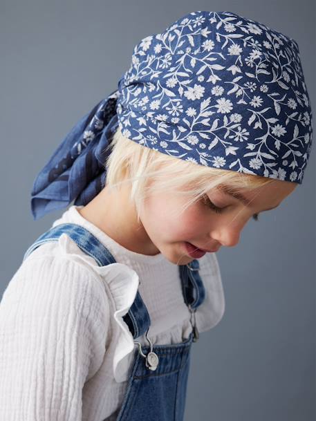 Floral Print Scarf for Girls printed blue 