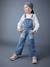 Wide Denim Dungarees with Contrasting Pockets, for Girls medium blue 