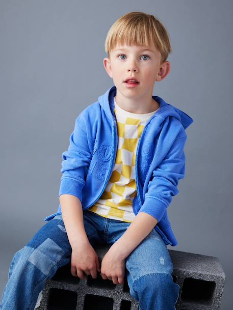 Hooded Jacket with Zip, Letter Appliqué, for Boys azure 