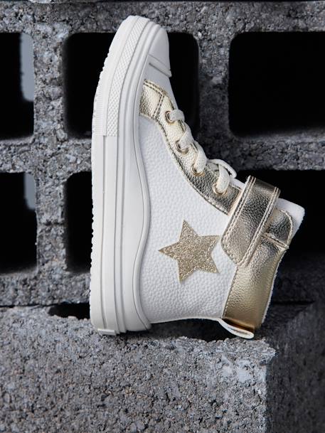 High-Top Trainers with Laces & Zips for Girls white 