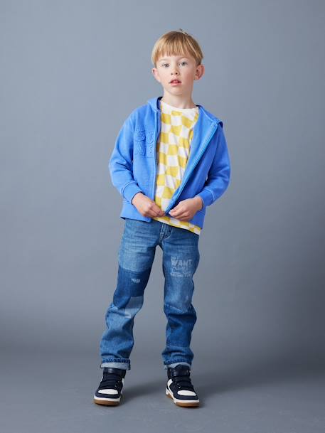 Hooded Jacket with Zip, Letter Appliqué, for Boys azure 