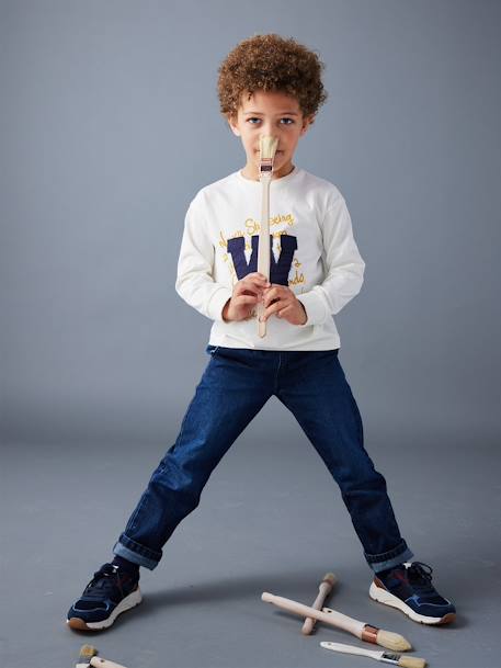 Wide Easy to Slip On Jeans for Boys bleached denim+brut denim+stone 