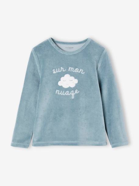 Pack of 2 'sur mon nuage' Velour Pyjamas for Girls aqua green 