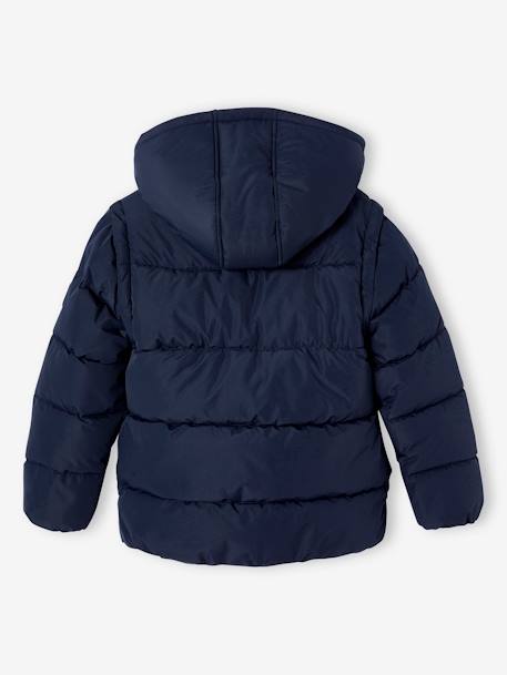 Convertible Padded Jacket with Removable Hood & Sleeves for Boys night blue 