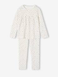 Girls-Nightwear-Velour Pyjamas with Printed Flowers for Girls