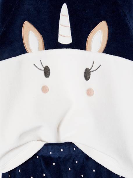 Unicorn Pyjamas in Velour for Girls navy blue 