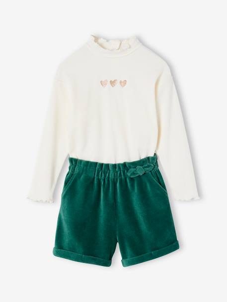 Corduroy Shorts + Top for Girls green 