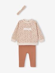 -Sweatshirt + Leggings + Headband Ensemble for Baby Girls