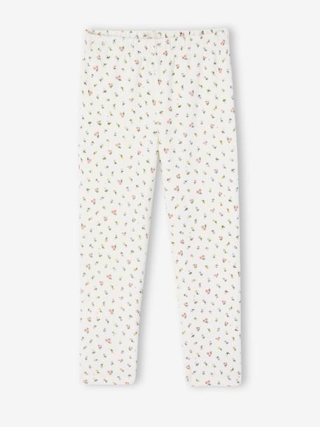 Velour Pyjamas with Printed Flowers for Girls ecru 