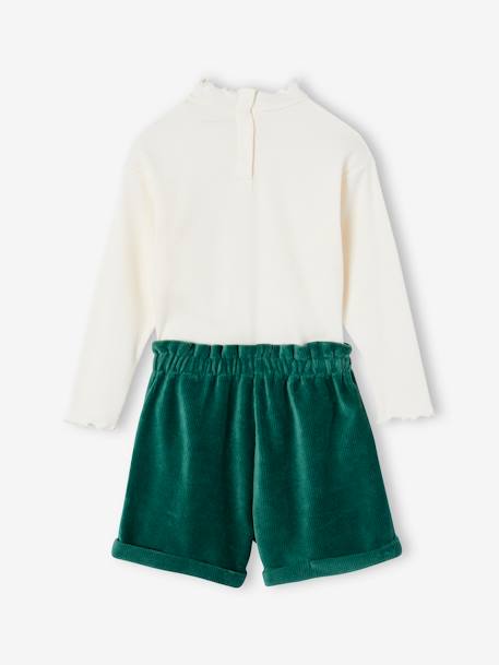 Corduroy Shorts + Top for Girls green 