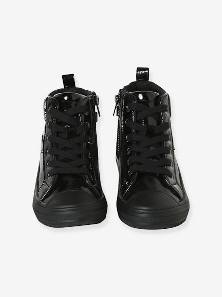 High-Top Trainers with Laces & Zips for Girls black 