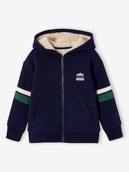 Boys-Cardigans, Jumpers & Sweatshirts-Hooded Jacket with Zip, Sherpa Lining, for Boys