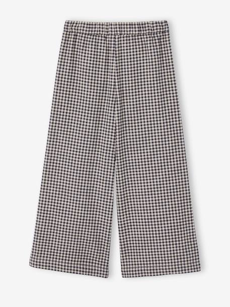 Wide-Leg, Easy-to-Put-On, Gingham Trousers for Girls chequered grey 