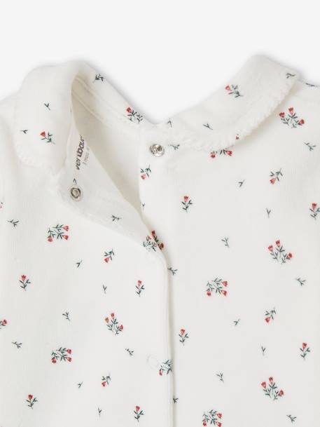 Floral Velour Pyjamas for Babies ecru 