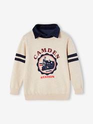 Boys-Cardigans, Jumpers & Sweatshirts-Jumpers-2-in-1-Effect Jumper with Collar, for Boys