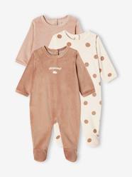 Pack of 3 Sleepsuits in Velour for Babies, BASICS