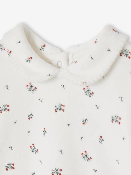 Floral Velour Pyjamas for Babies ecru 