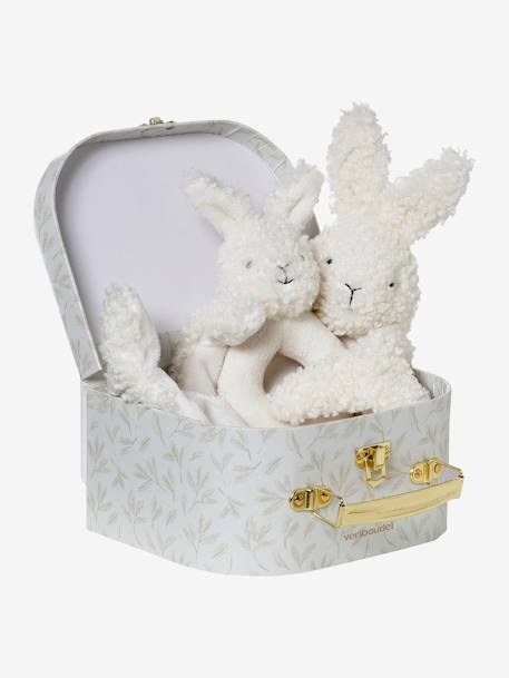 Rabbit Comforter & Rattle in Sherpa white 