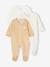 Pack of 3 Velour Sleepsuits, Special Opening for Newborns, for Babies aqua green+dusky pink+golden yellow 